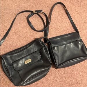 Vintage leather navy blue purse bundle handbag shoulder bag retro